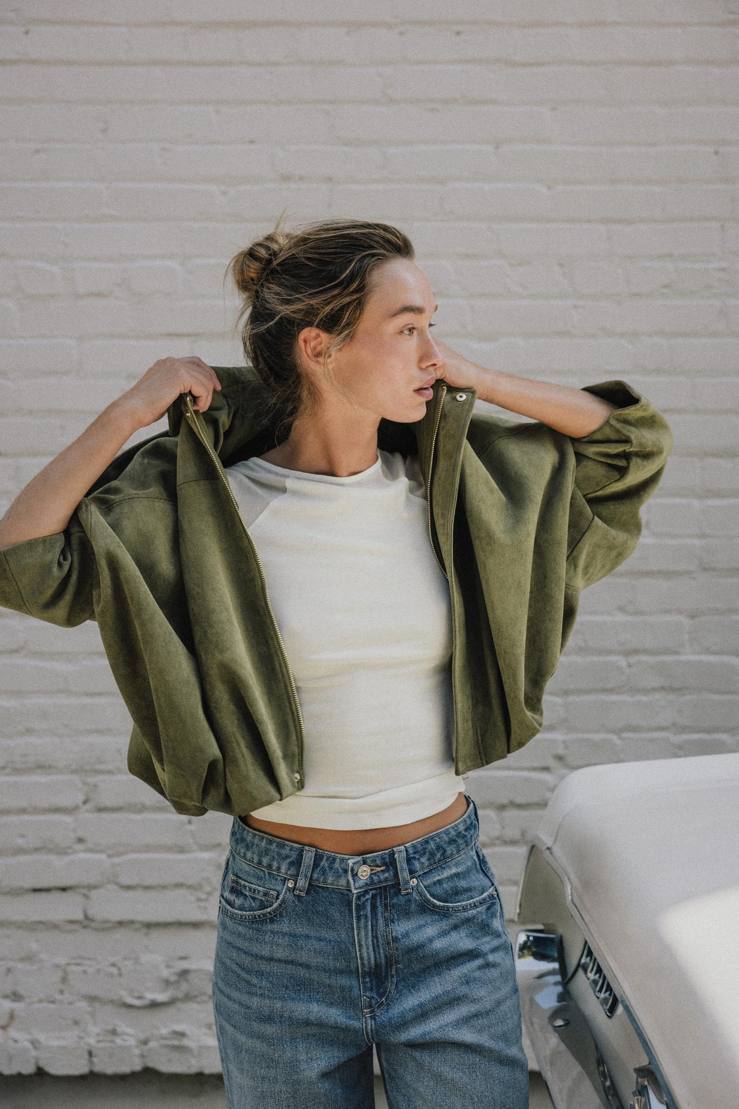 Olivia Suede Bomber