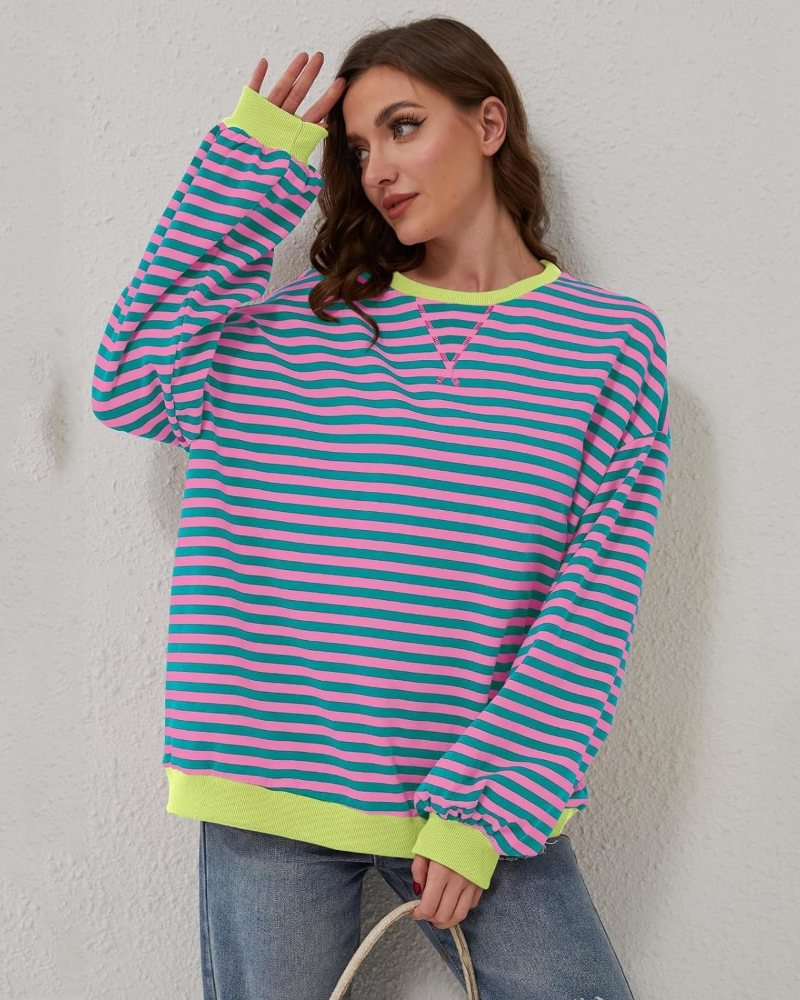 Zoë | Neon Stripe Relaxed Sweater