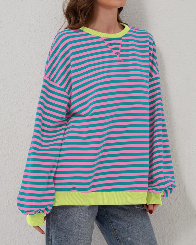 Zoë | Neon Stripe Relaxed Sweater