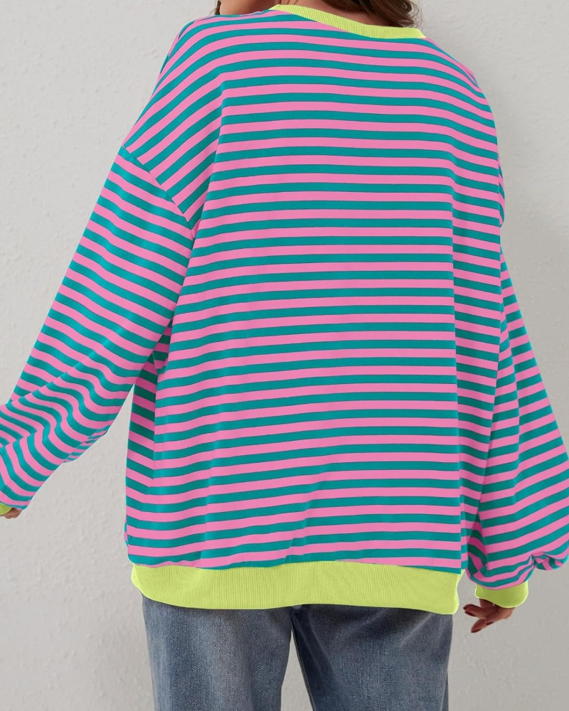 Zoë | Neon Stripe Relaxed Sweater