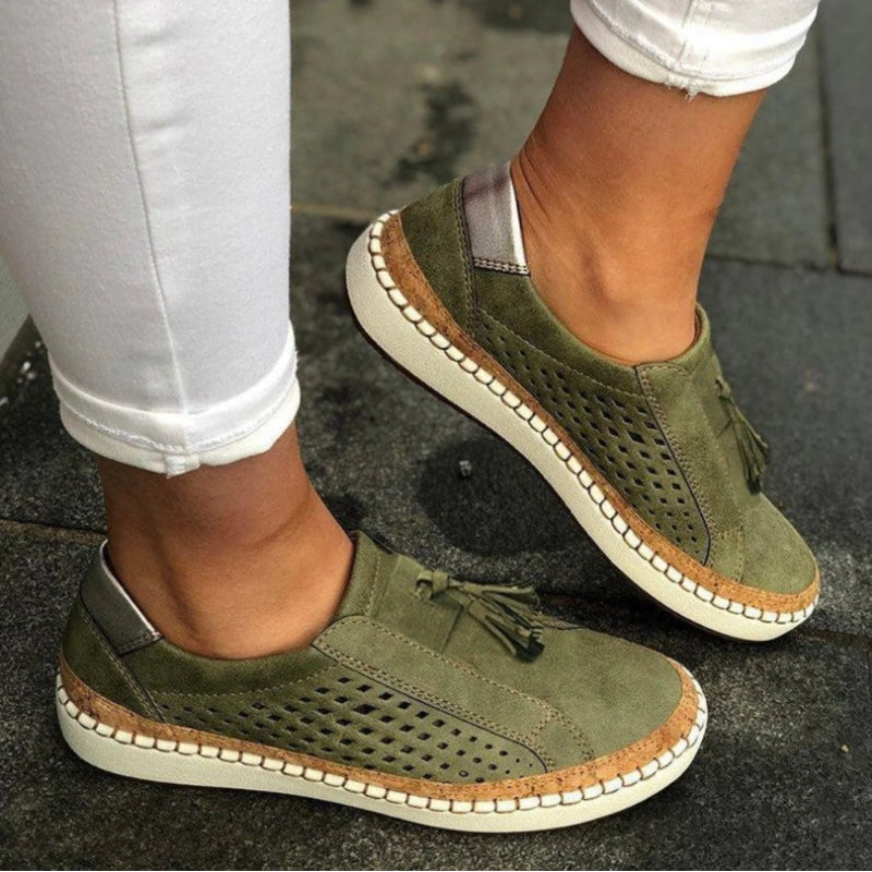 Nora | Olive Suede Slip-On Sneakers