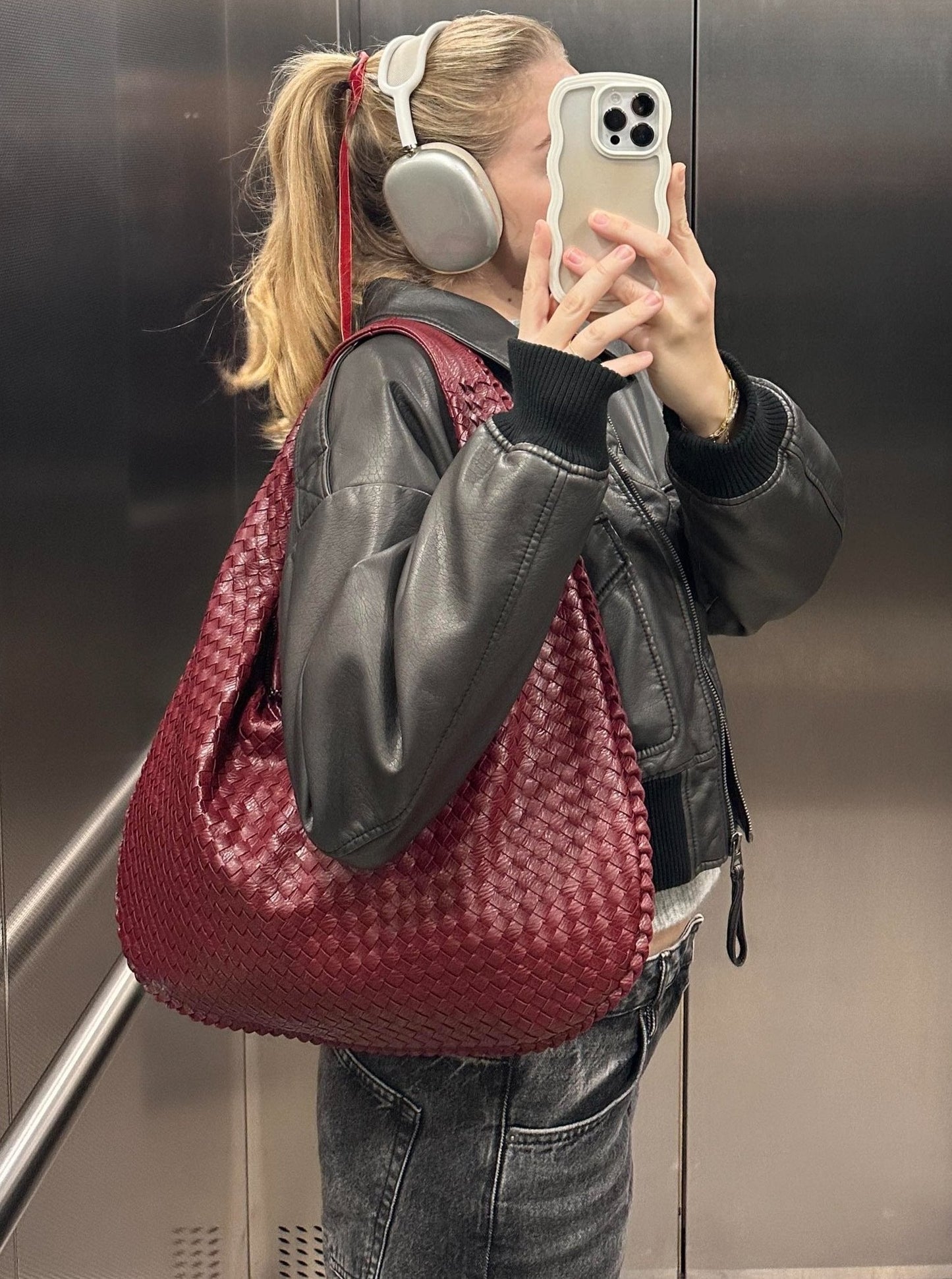 Mila Woven Shoulder Bag