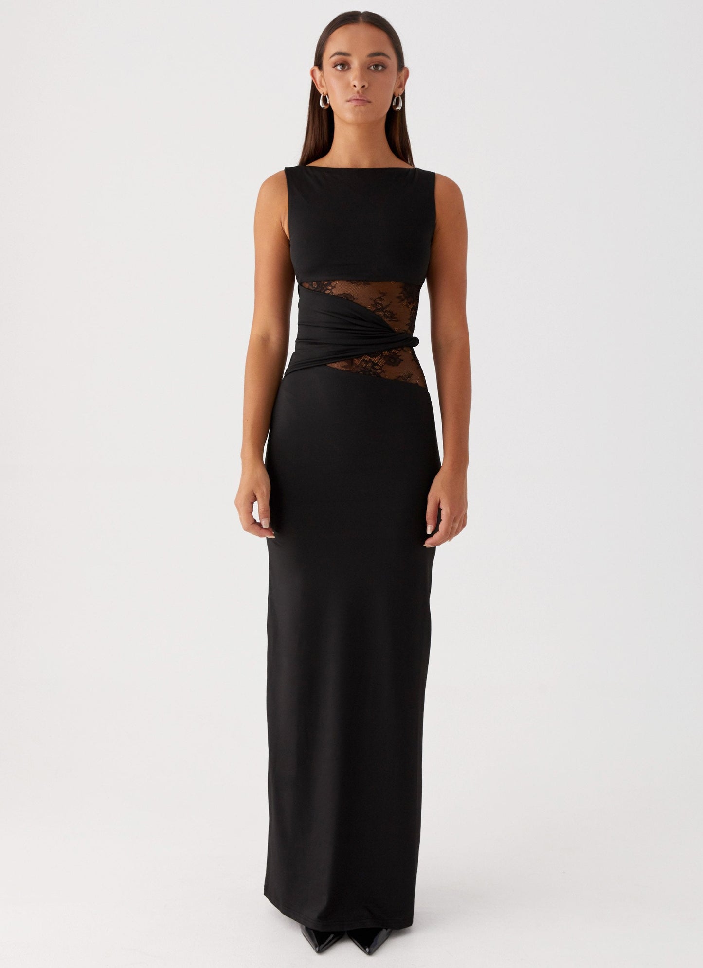 Midnight Lace Wrap Gown
