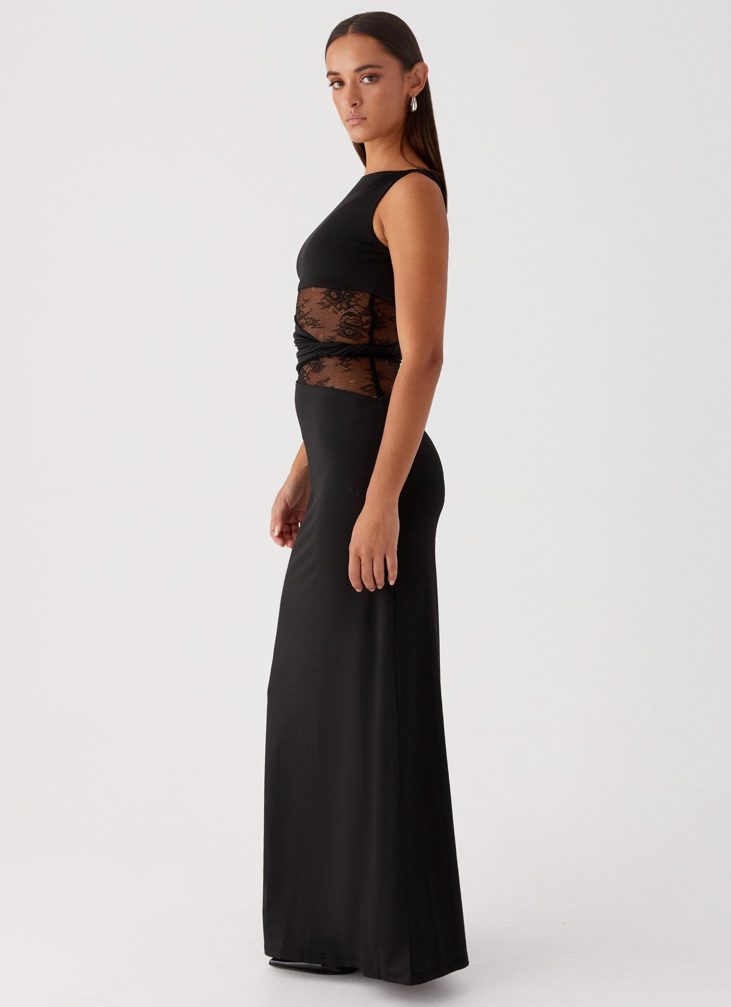 Midnight Lace Wrap Gown
