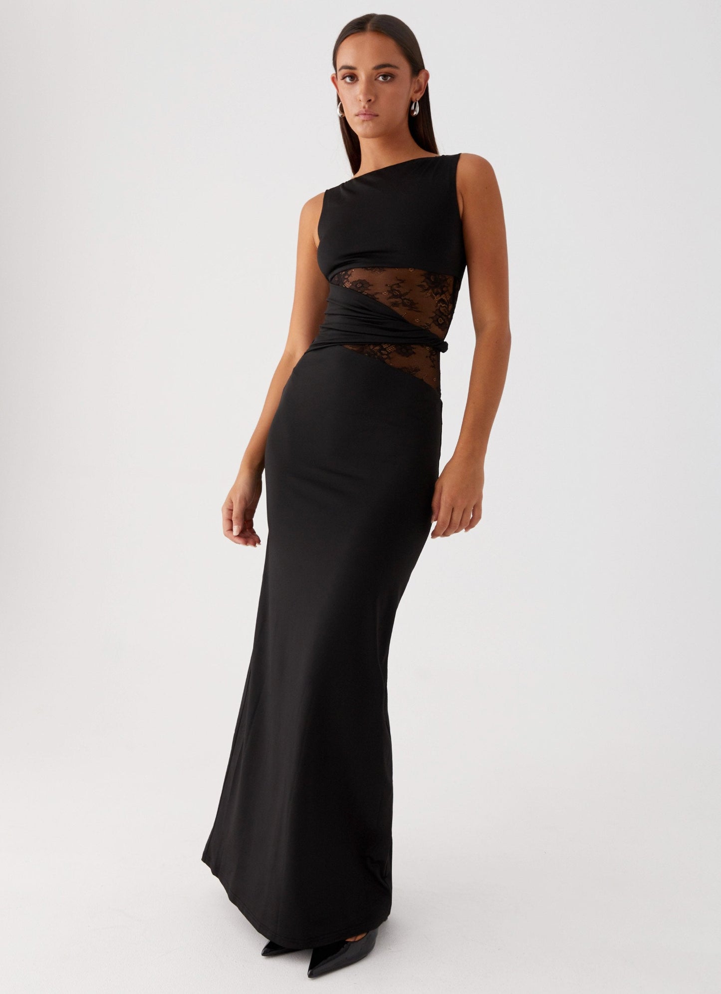 Midnight Lace Wrap Gown