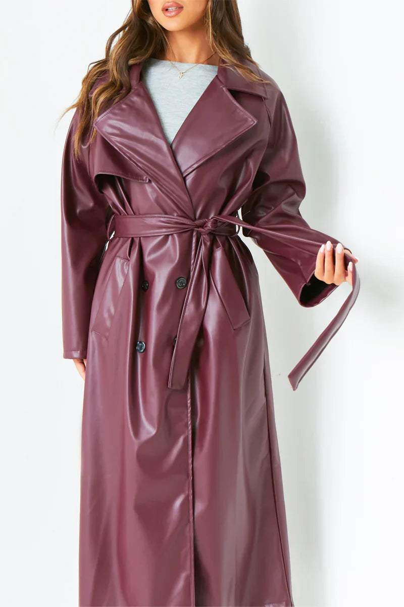 Janey Leather Trench Coat