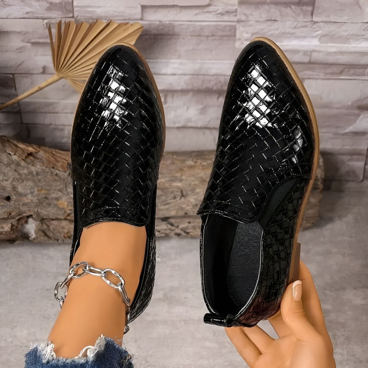 Claudia | Textured Slip-On Loafers