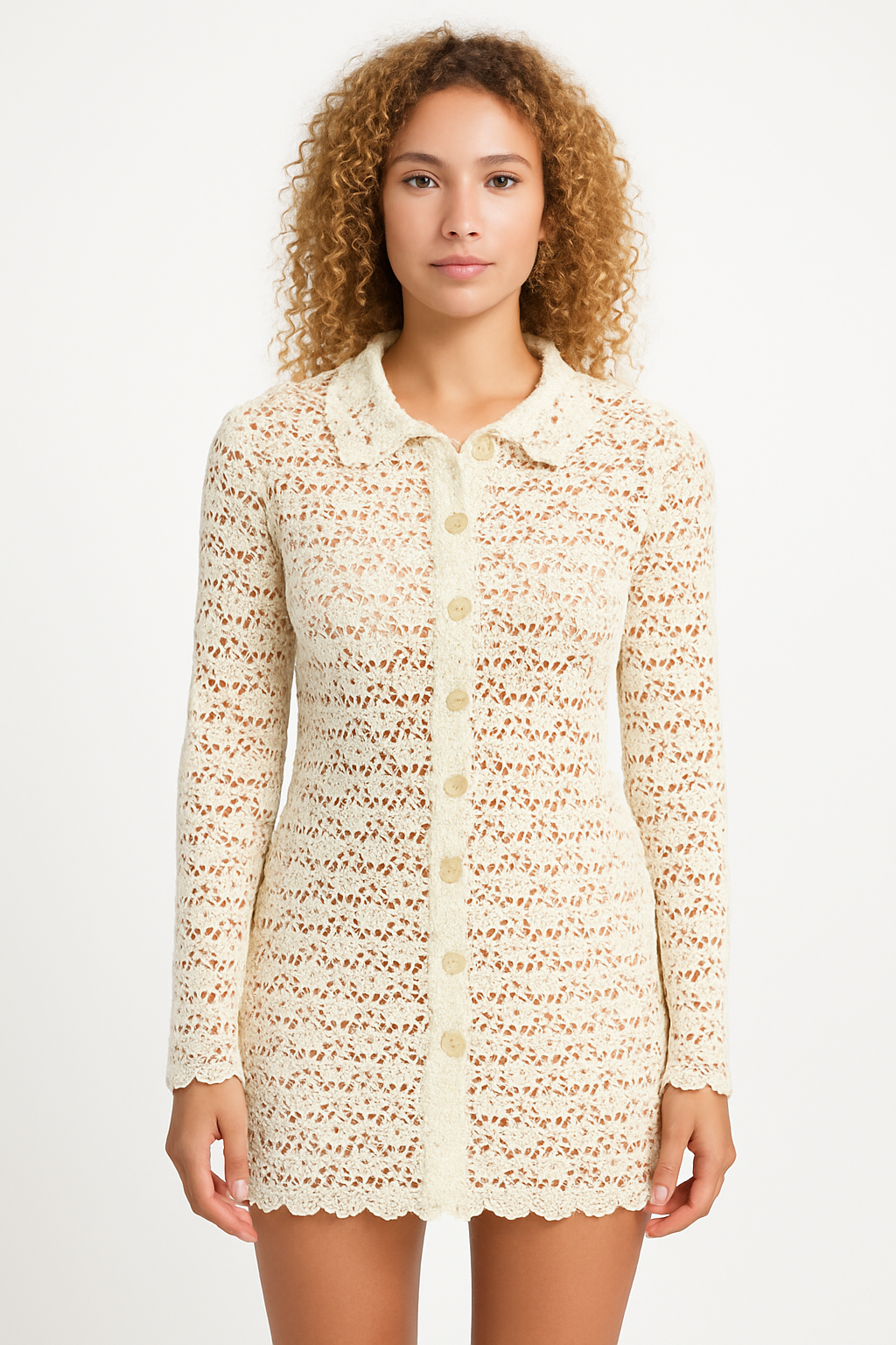 Crochet Button-Up Dress