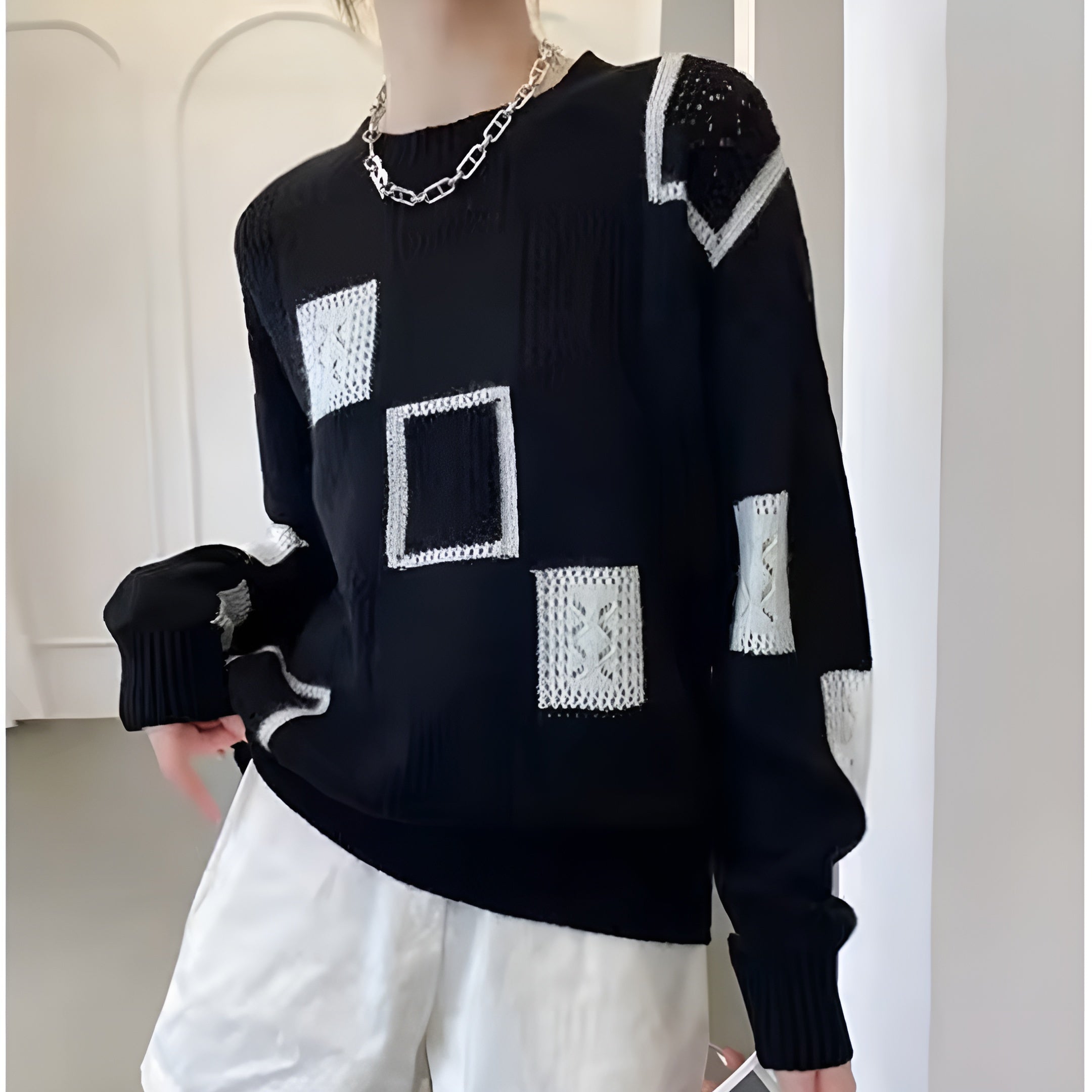 Britt | Modern Patchwork Knit Sweater