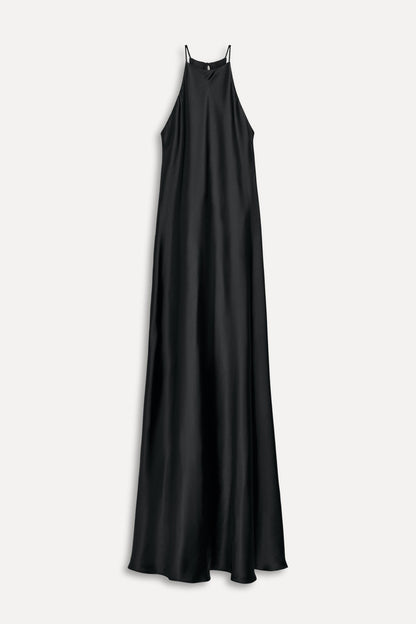 Noir Satin Maxi Dress