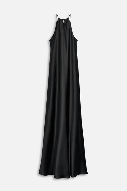 Noir Satin Maxi Dress