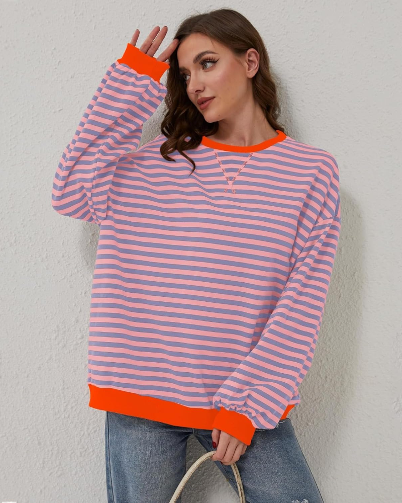 Zoë | Neon Stripe Relaxed Sweater