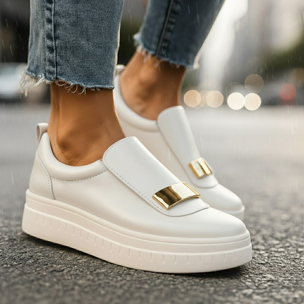 Alina | Luxe White Slip-On Loafers