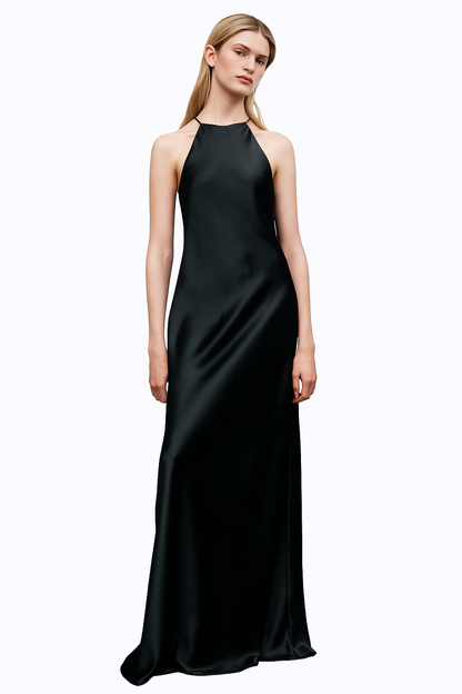 Noir Satin Maxi Dress