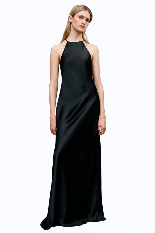 Noir Satin Maxi Dress