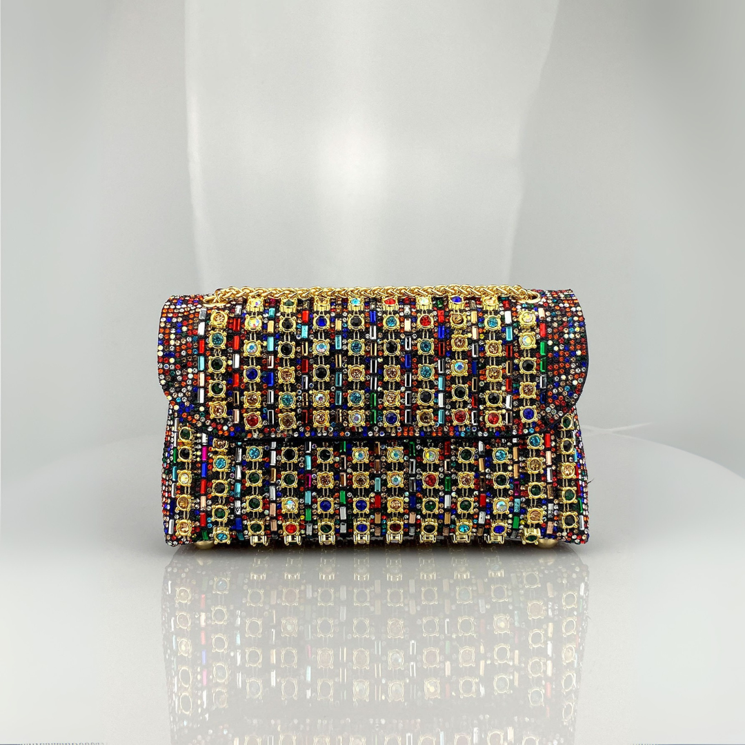 Miley – Chic Chain Shoulder Bag with Colored Diamonds