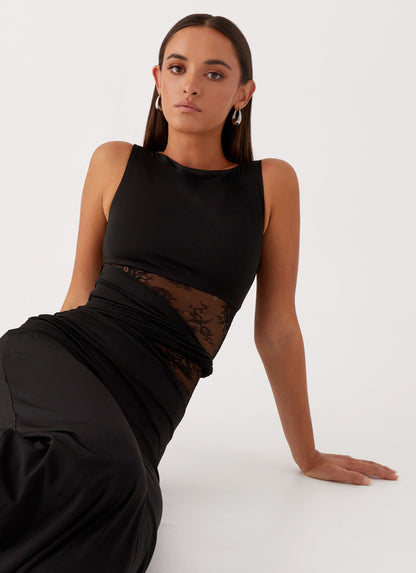 Midnight Lace Wrap Gown