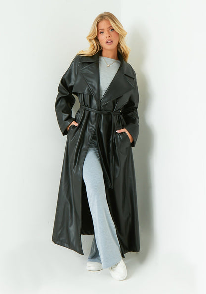 Janey Leather Trench Coat
