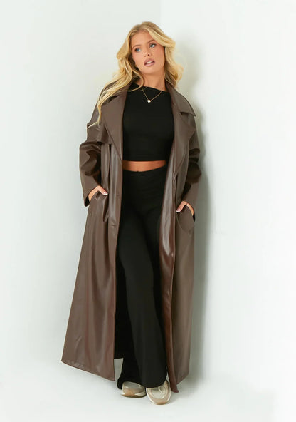 Janey Leather Trench Coat