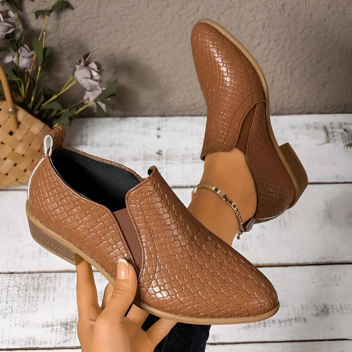 Claudia | Textured Slip-On Loafers
