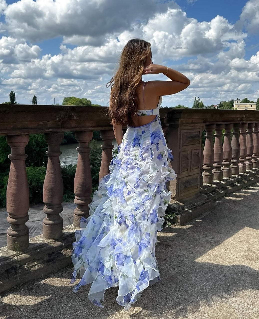 Blue Floral Maxi Dress