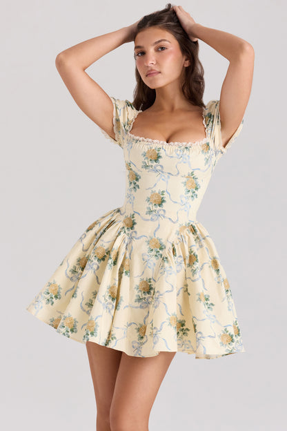 Lemon Rose Mini Dress