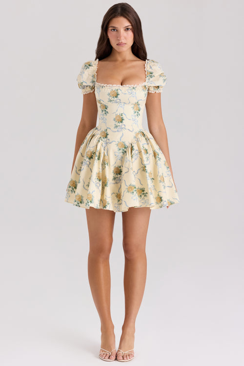 Lemon Rose Mini Dress